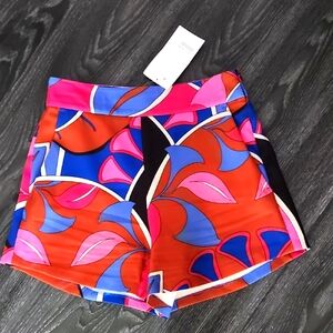 Zara Printed High Waist Pink and Blue Shorts XS